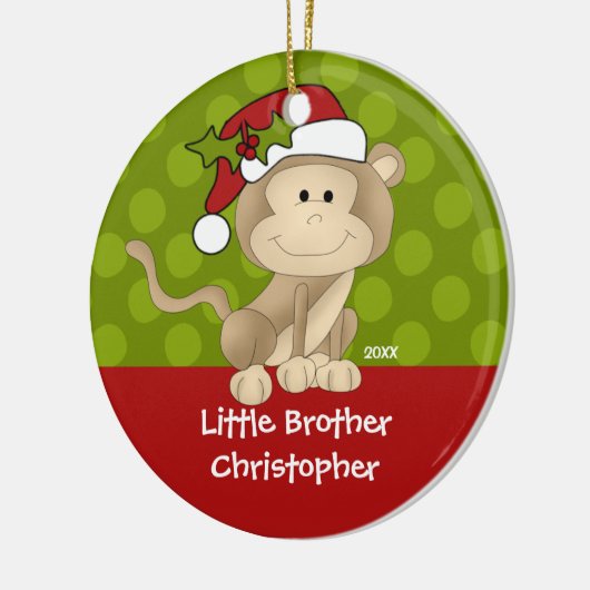 Affe-kleiner Bruder-Weihnachtsverzierung Keramik Ornament (Links)