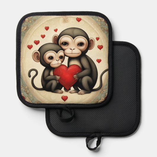 Affe Liebe Topflappen (Vorderseite/Rückseite)