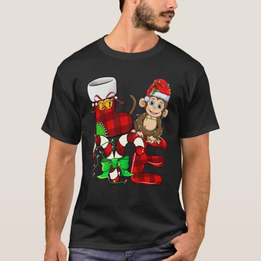 Affe Lover Christmas Monkey Tragezeit Weihnachtsma T-Shirt (Vorderseite)