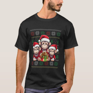 Affe Lover Tragen Weihnachtsmannmütze Xmas Ugly Mo T-Shirt