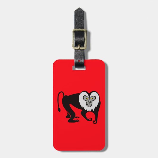 Affe - Löwenschwanz - MACAQUE - Wildtiere - Rot Gepäckanhänger (Vorderseite vertikal)