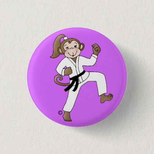 Affe-Mädchen pinback Knopf Button (Vorderseite)
