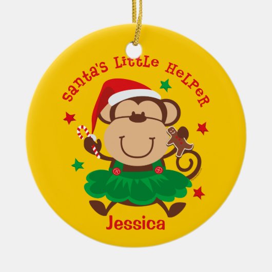 Affe-Mädchen-Sankt Helfer-personalisierte Keramikornament (Vorne)