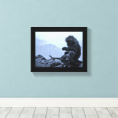 Affe Mama und Baby Leinwanddruck (Insitu (Holzboden))