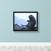 Affe Mama und Baby Leinwanddruck (Insitu (Holzboden))