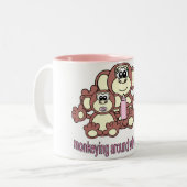 Affe-Mama Zweifarbige Tasse (Vorderseite Links)