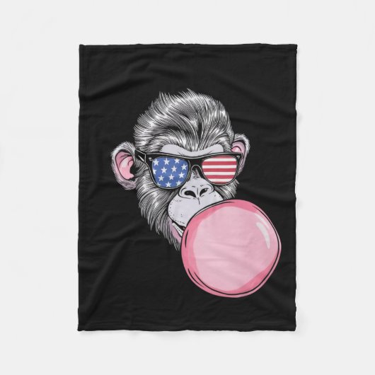 Affe mit amerikanischer Flagge Sungles 4. Juli Ges Fleecedecke (Vorderseite)