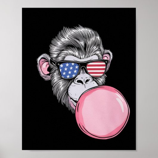 Affe mit amerikanischer Flagge Sungles 4. Juli Ges Poster (Vorne)