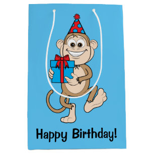 Affe mit anwesendem alles Gute zum Geburtstag! Mittlere Geschenktüte