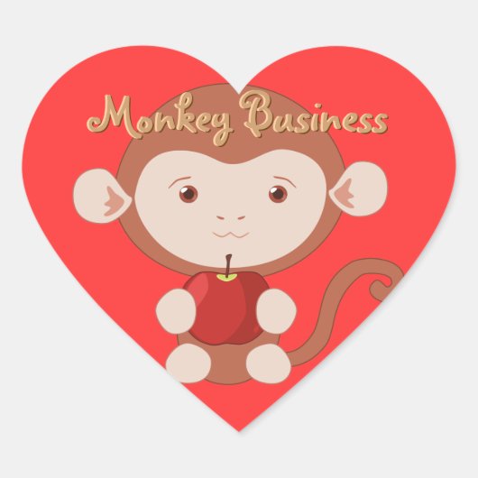 Affe mit Apple Heart Stickers (Vorderseite)