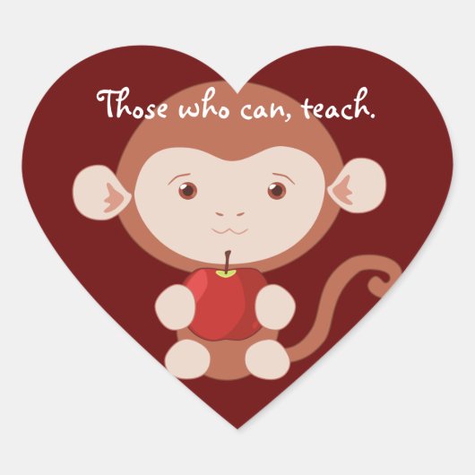 Affe mit Apple Heart Stickers (Vorderseite)