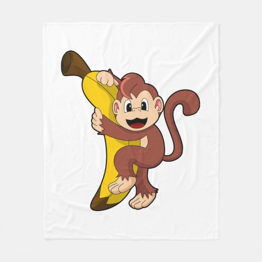 Affe mit Banane (1).PNG Fleecedecke (Vorderseite)