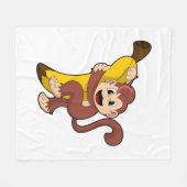 Affe mit Banane (1).PNG Fleecedecke (Vorderseite (Horizontal))