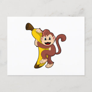 Affe mit Banane (1).PNG Postkarte