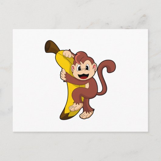 Affe mit Banane (1).PNG Postkarte (Vorderseite)