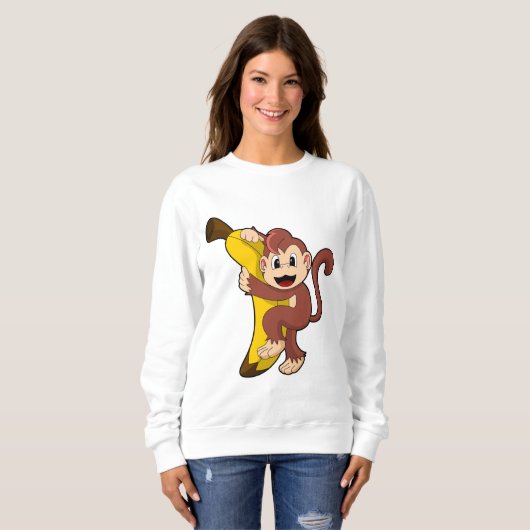 Affe mit Banane (1).PNG Sweatshirt (Vorne ganz)
