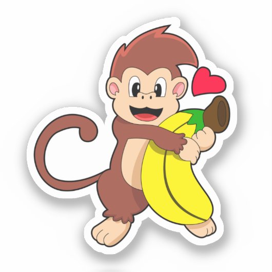 Affe mit Banane Aufkleber (Vorderseite)