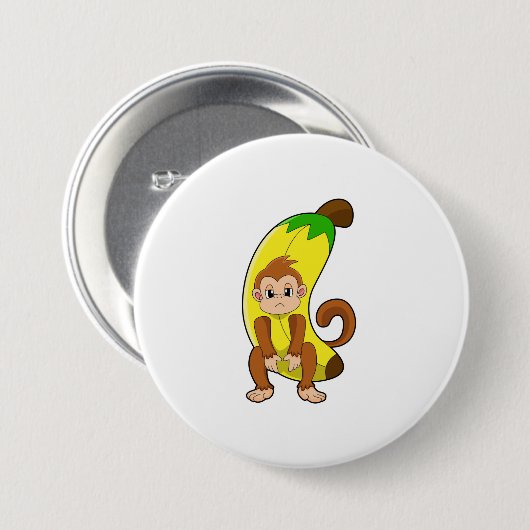Affe mit Banane Button (Vorne & Hinten)