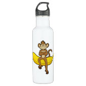 Affe mit Banane Edelstahlflasche (Vorderseite)