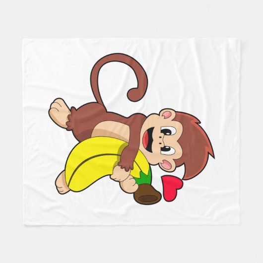 Affe mit Banane Fleecedecke (Vorderseite (Horizontal))