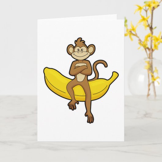 Affe mit Banane Karte (Gelbe Blume)