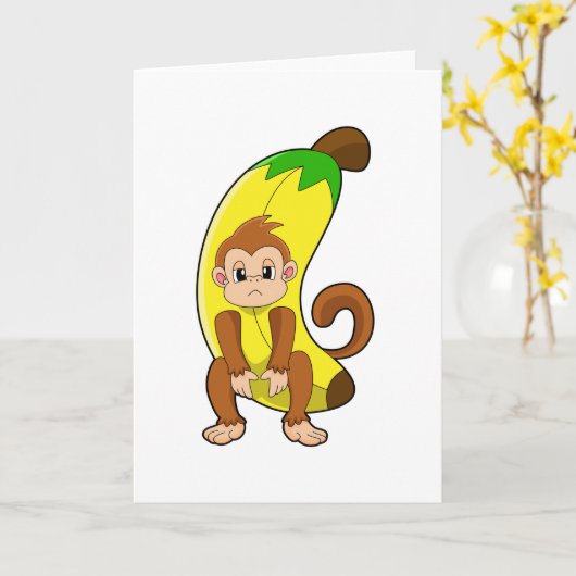Affe mit Banane Karte (Gelbe Blume)
