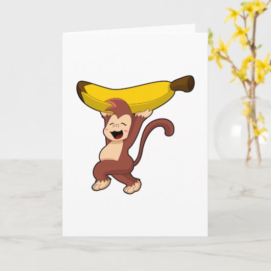 Affe mit Banane Karte (Gelbe Blume)