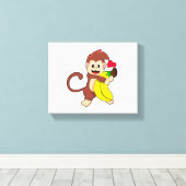Affe mit Banane Leinwanddruck (Insitu (Holzboden))