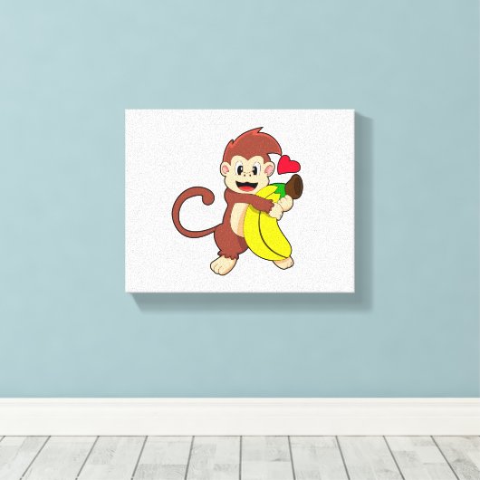 Affe mit Banane Leinwanddruck (Insitu (Holzboden))