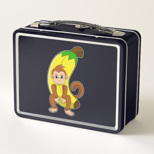 Affe mit Banane Metall Brotdose (Rückseite)