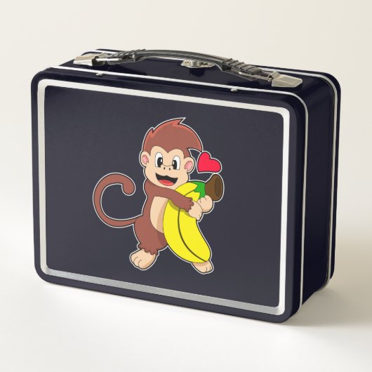 Affe mit Banane Metall Brotdose (Rückseite)