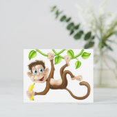 Affe mit Banane Postkarte (Stehend Vorderseite)