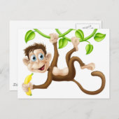 Affe mit Banane Postkarte (Vorne/Hinten)