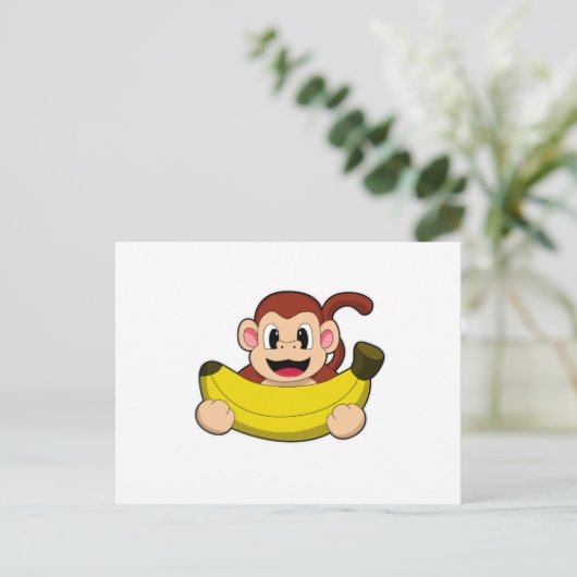 Affe mit Banane Postkarte (Stehend Vorderseite)
