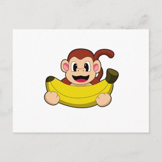 Affe mit Banane Postkarte (Vorderseite)