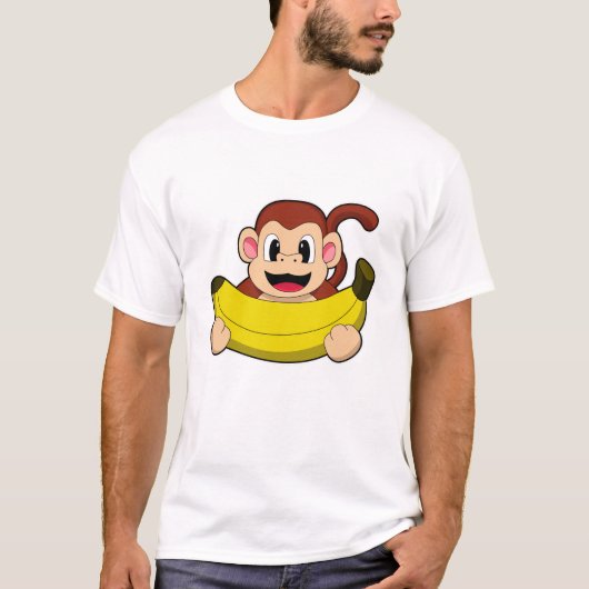 Affe mit Banane T-Shirt (Vorderseite)