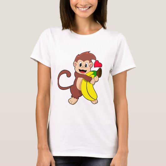 Affe mit Banane T-Shirt (Vorderseite)