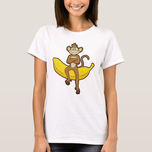 Affe mit Banane T-Shirt (Vorderseite)