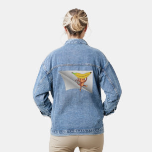 Affe mit Banane unter dem Pflaster Jeansjacke