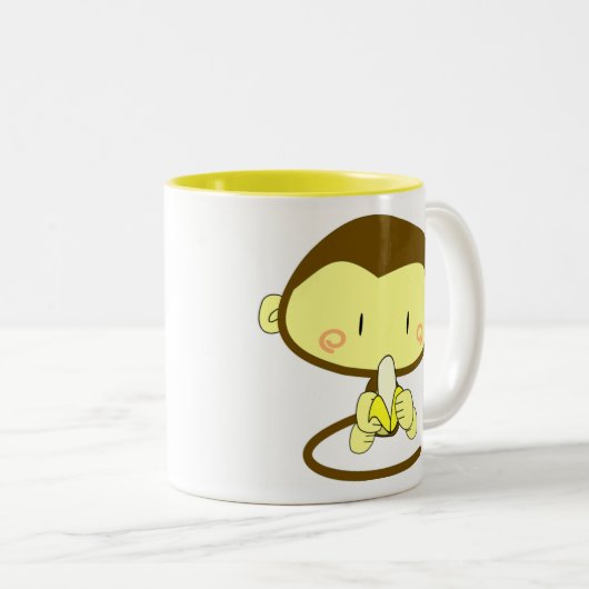 Affe mit Banane Zweifarbige Tasse (VorderseiteRechts)