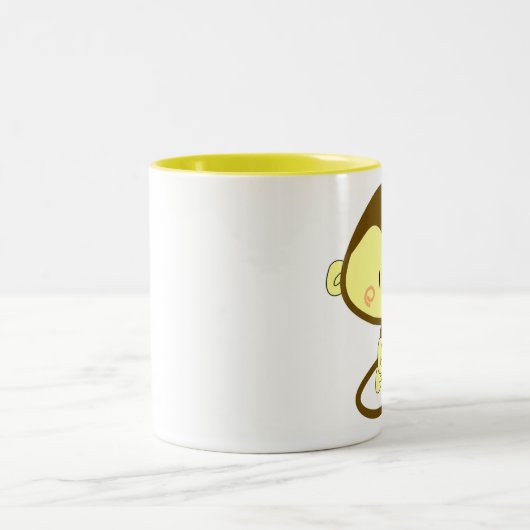 Affe mit Banane Zweifarbige Tasse (Mittel)