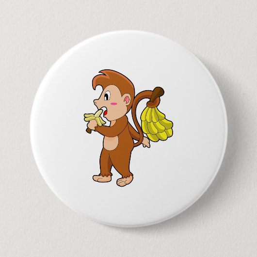 Affe mit Bananen Button (Vorderseite)