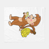 Affe mit Bananen Fleecedecke (Vorderseite (Horizontal))