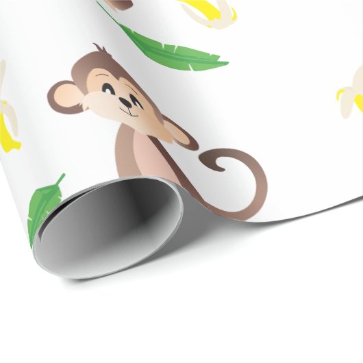 Affe mit Bananengeschältem Muster, gelb Geschenkpapier (Rolleneckpunkt)