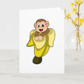 Affe mit Bananenschale Karte (Gelbe Blume)