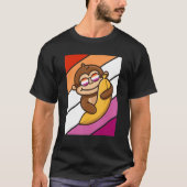 Affe mit Bananenstolz Lesbischer Flagge Lgbtq Stol T-Shirt (Vorderseite)