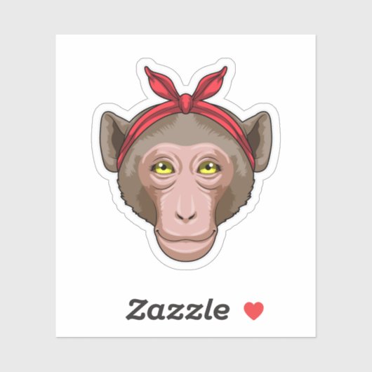 Affe mit Bandana Aufkleber (Blatt)