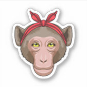 Affe mit Bandana Aufkleber (Vorderseite)