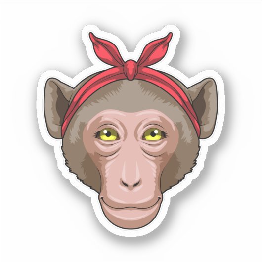 Affe mit Bandana Aufkleber (Vorderseite)