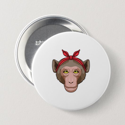 Affe mit Bandana Button (Vorne & Hinten)